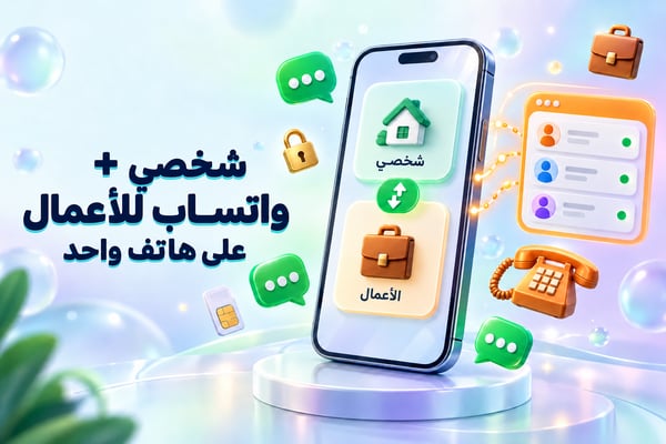 حسابا «واتساب» الشخصي والتجاري على نفس الهاتف: هاتف ذكي يتنقل بين الحسابين الشخصي والتجاري بجانب صندوق بريد مشترك للفريق