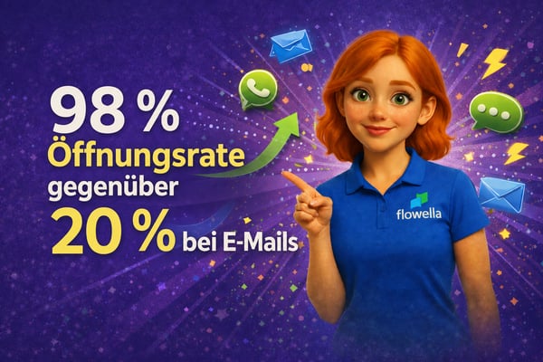 Stilisierte E-Mail-Umschläge, die eine WhatsApp-Chatblase überlappen – Illustration des Unterschieds zwischen E-Mail- und Messaging-Interaktion