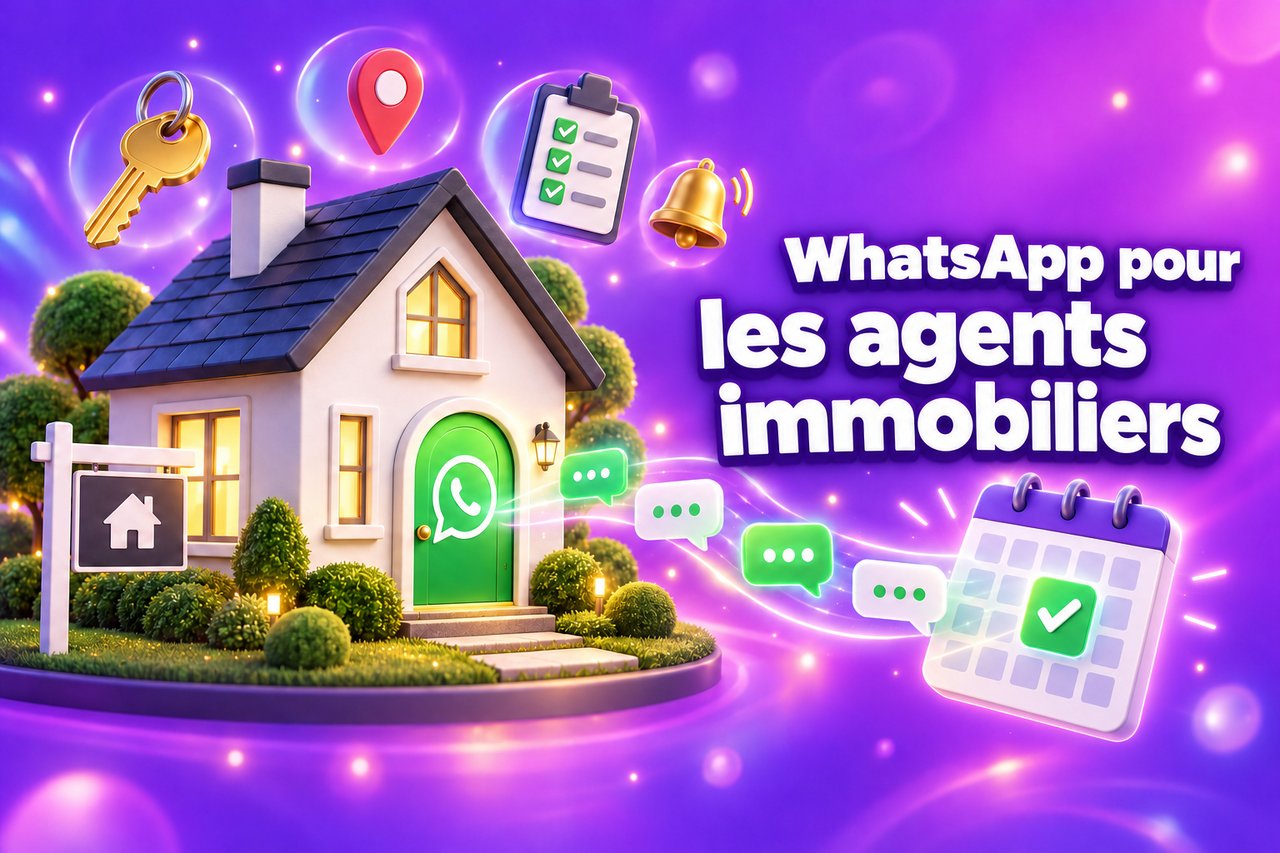 WhatsApp pour les agents immobiliers : une maison en 3D dotée d'une « porte de discussion » WhatsApp permettant d'envoyer des messages vers un calendrier de visites réservées