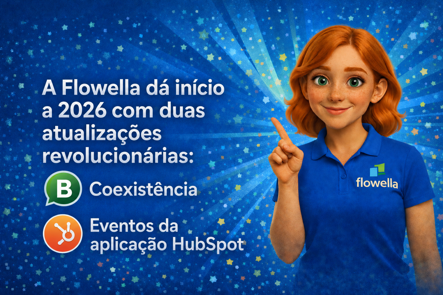 Identidade visual da marca Flowella 2026 com o fluxo de trabalho do WhatsApp Flow para o CRM