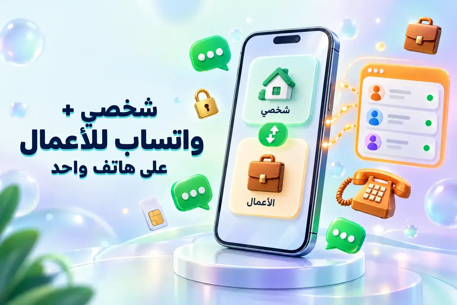 حسابا «واتساب» الشخصي والتجاري على نفس الهاتف: هاتف ذكي يتنقل بين الحسابين الشخصي والتجاري إلى جانب صندوق بريد مشترك للفريق