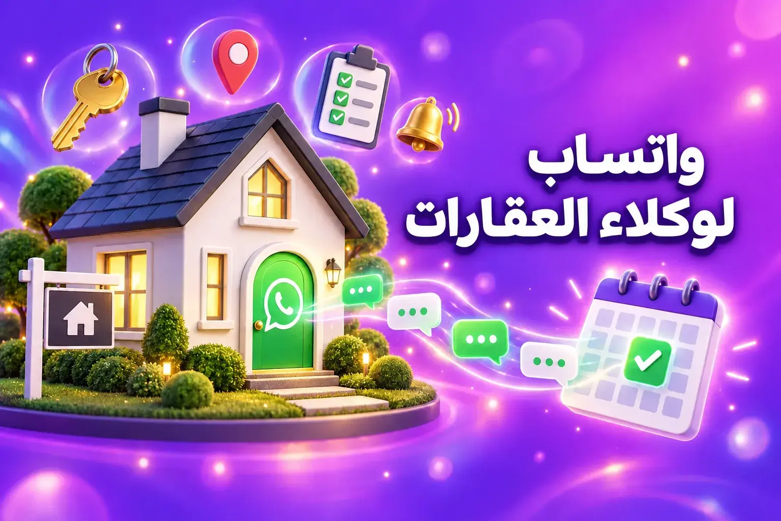 واتساب لوكلاء العقارات: منزل ثلاثي الأبعاد مزود بـ«باب دردشة» على واتساب يرسل الرسائل إلى تقويم مواعيد الزيارة المحجوزة