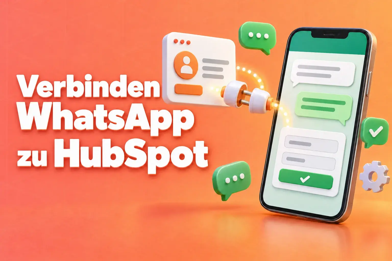 WhatsApp mit HubSpot verbinden: Ein Smartphone mit einem Chat WhatsApp WhatsApp-Stil und einem Formular, das mit einer CRM-Kontaktkarte verknüpft ist
