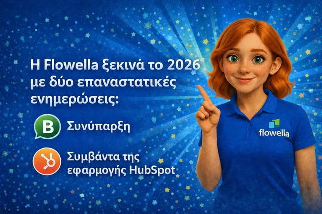 Γραφικό της μάρκας Flowella 2026 με τη ροή εργασιών «WhatsApp Flow-to-CRM»