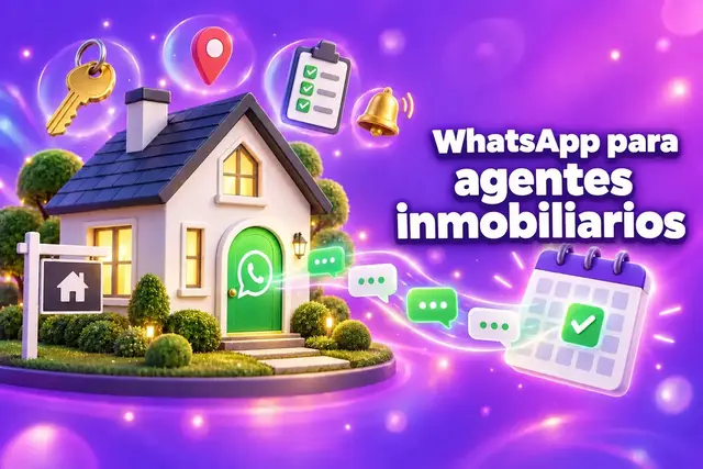 WhatsApp para agentes inmobiliarios: una casa en 3D con una «puerta de chat» de WhatsApp que envía mensajes a un calendario de visitas reservadas