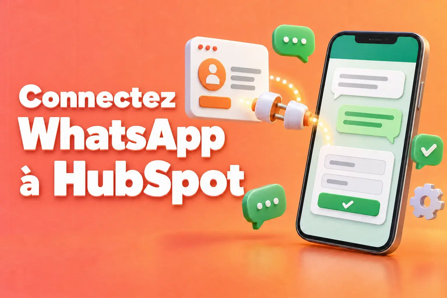 Connecter WhatsApp à HubSpot : un téléphone doté d’une messagerie instantanée WhatsApp type WhatsApp et d’un formulaire lié à une fiche de contact du CRM