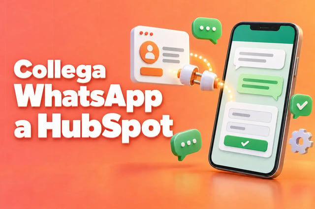 Collega WhatsApp a HubSpot: un telefono con una chat WhatsApp stile WhatsApp e un modulo collegato alla scheda di un contatto nel CRM