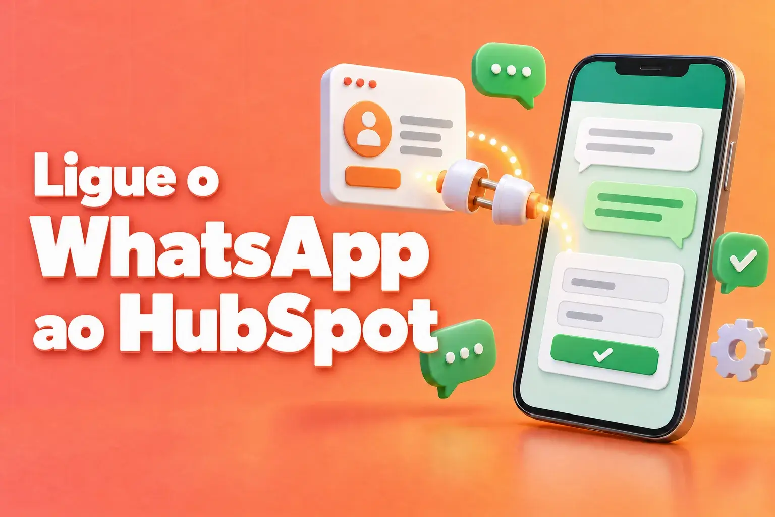 Ligar o WhatsApp ao HubSpot: um telemóvel com um chat WhatsApp estilo do WhatsApp e um formulário ligado a um cartão de contacto do CRM