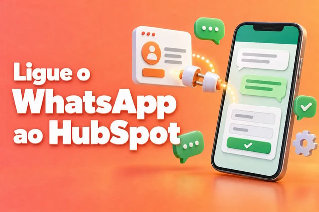 Ligar o WhatsApp ao HubSpot: um telemóvel com um chat WhatsApp estilo do WhatsApp e um formulário ligado a um cartão de contacto do CRM